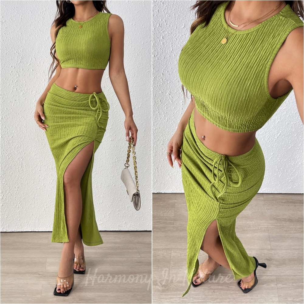 Harmony In Nature Green Skirt Set